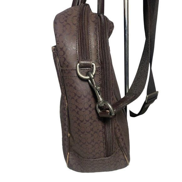 Coach Briefcase Brown CC Monogram Print Leather Messenger Bag Mens Women’s - Picture 5 of 16